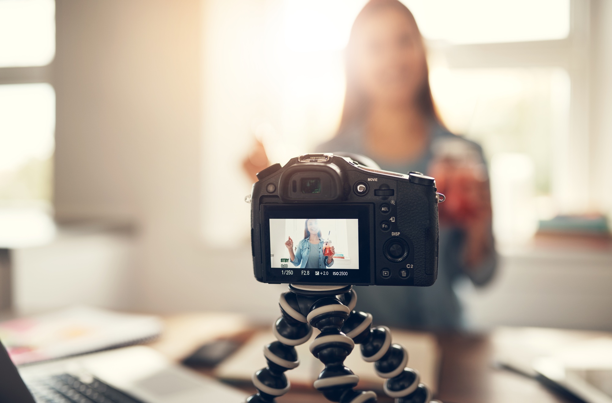 Digital creator making a video podcast